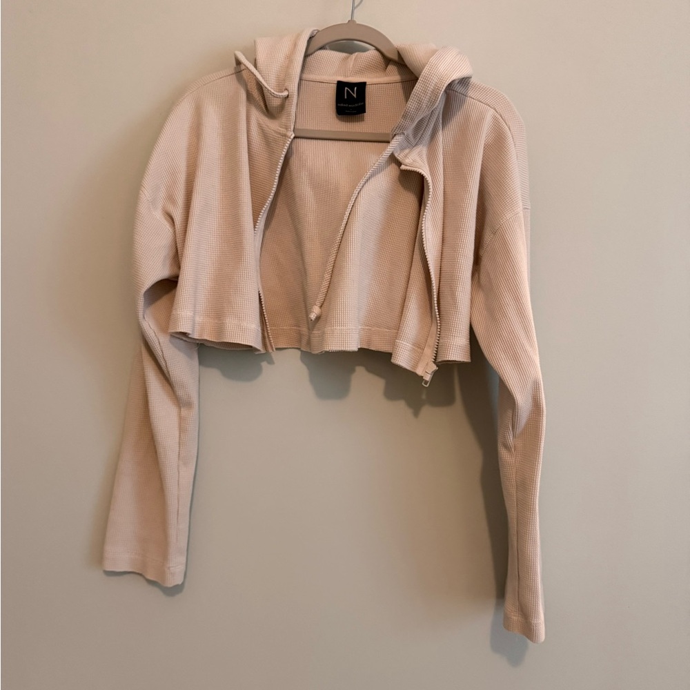 Naked Wardrobe Cream Textured Hoodie